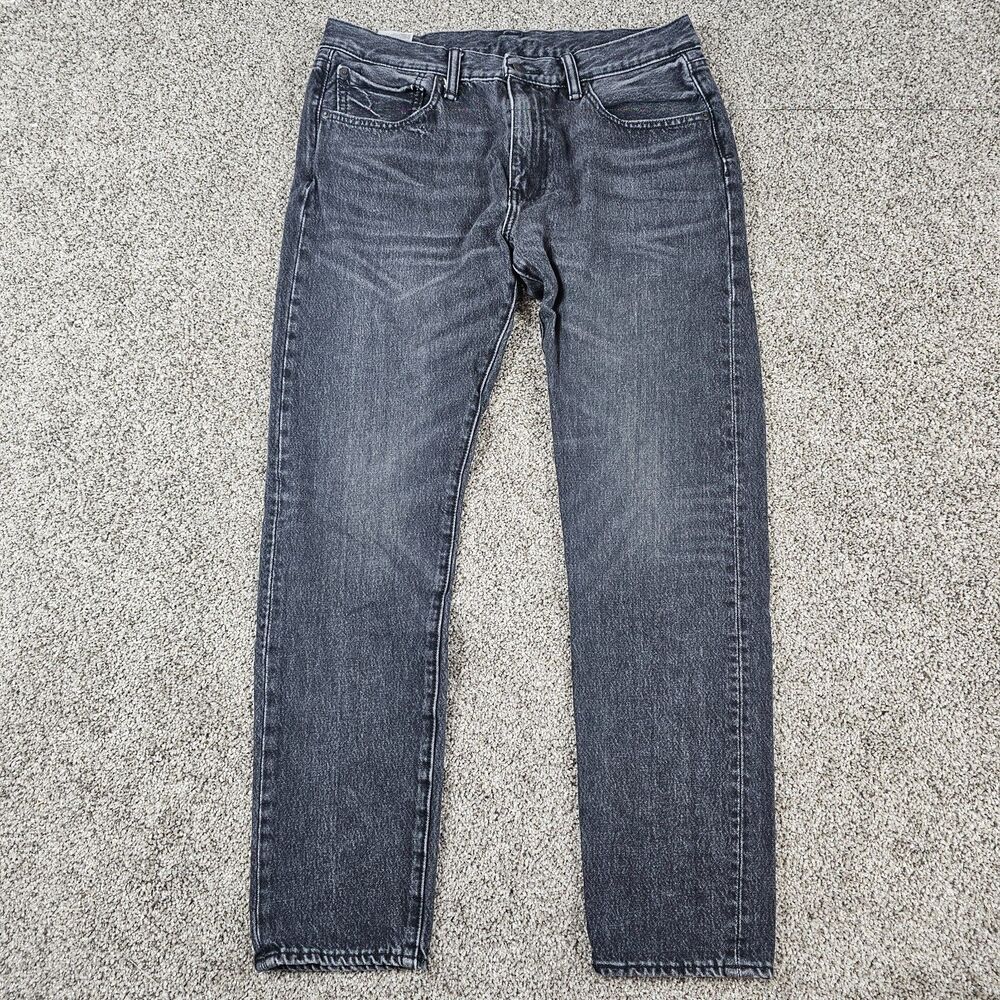 Levis 512 Jeans Mens 32x29 Black Denim Slim Taper Fadred Whiskering Distress